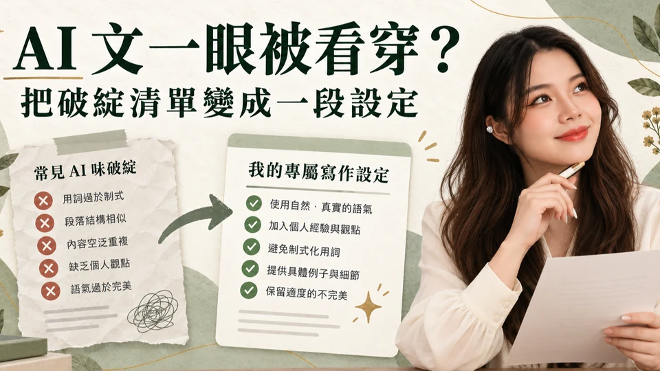 「ChatGPT 寫出來一看就是 AI」我把破綻清單變成一段設定