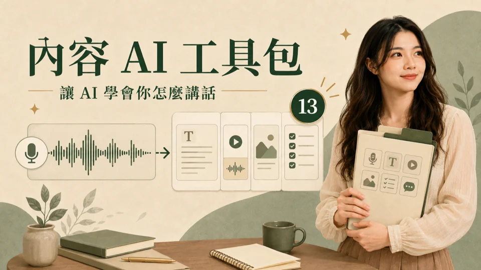 讓 AI 學會你怎麼講話：13 個工具打包的內容 AI 工具包