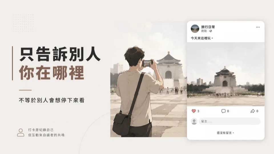 日常打卡別再寫「我在這」，試試高互動的低捲入寫法