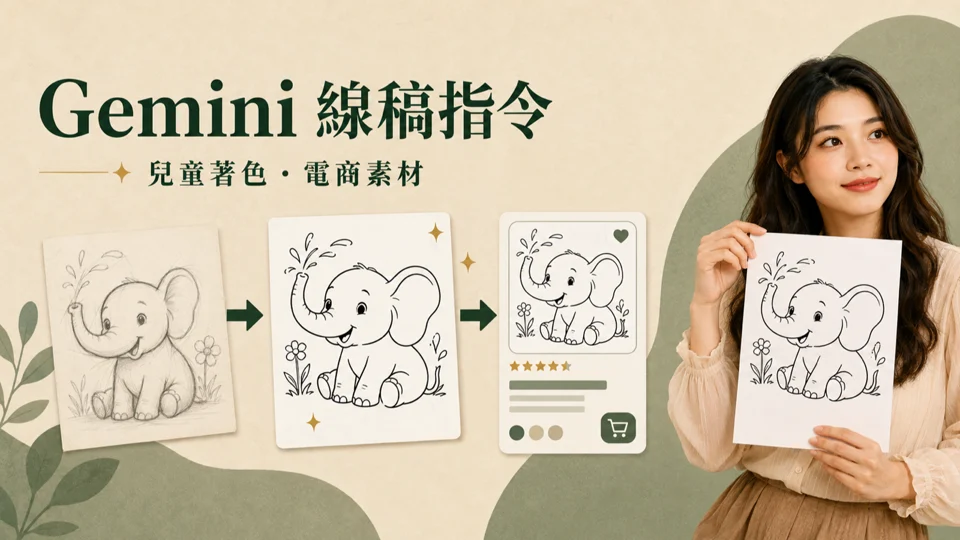 Gemini 神級線稿指令包：兒童著色線稿一鍵生成（教育／蝦皮電商版）