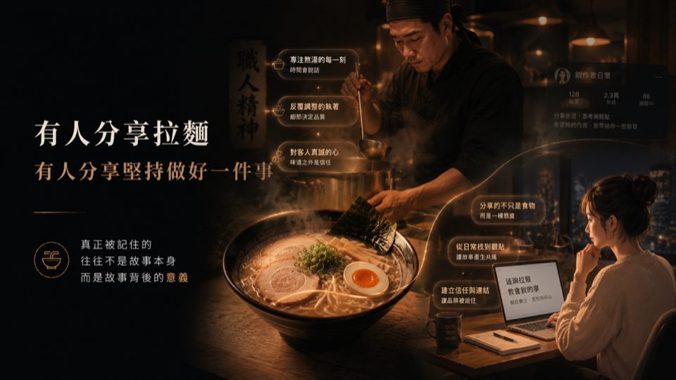 有人分享拉麵，有人分享堅持做好一件事