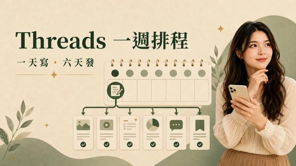 Threads 一週發文排程表：一天寫、六天發的內容節奏